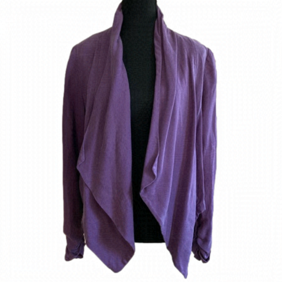 COPY - Forever 21, Love 21 purple flowy open front linen blend jacket. Size M. - Picture 1 of 7